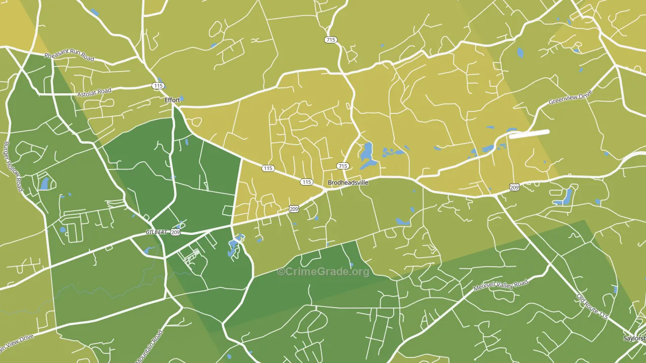 18322, PA Map of Vehicle Theft Rates
