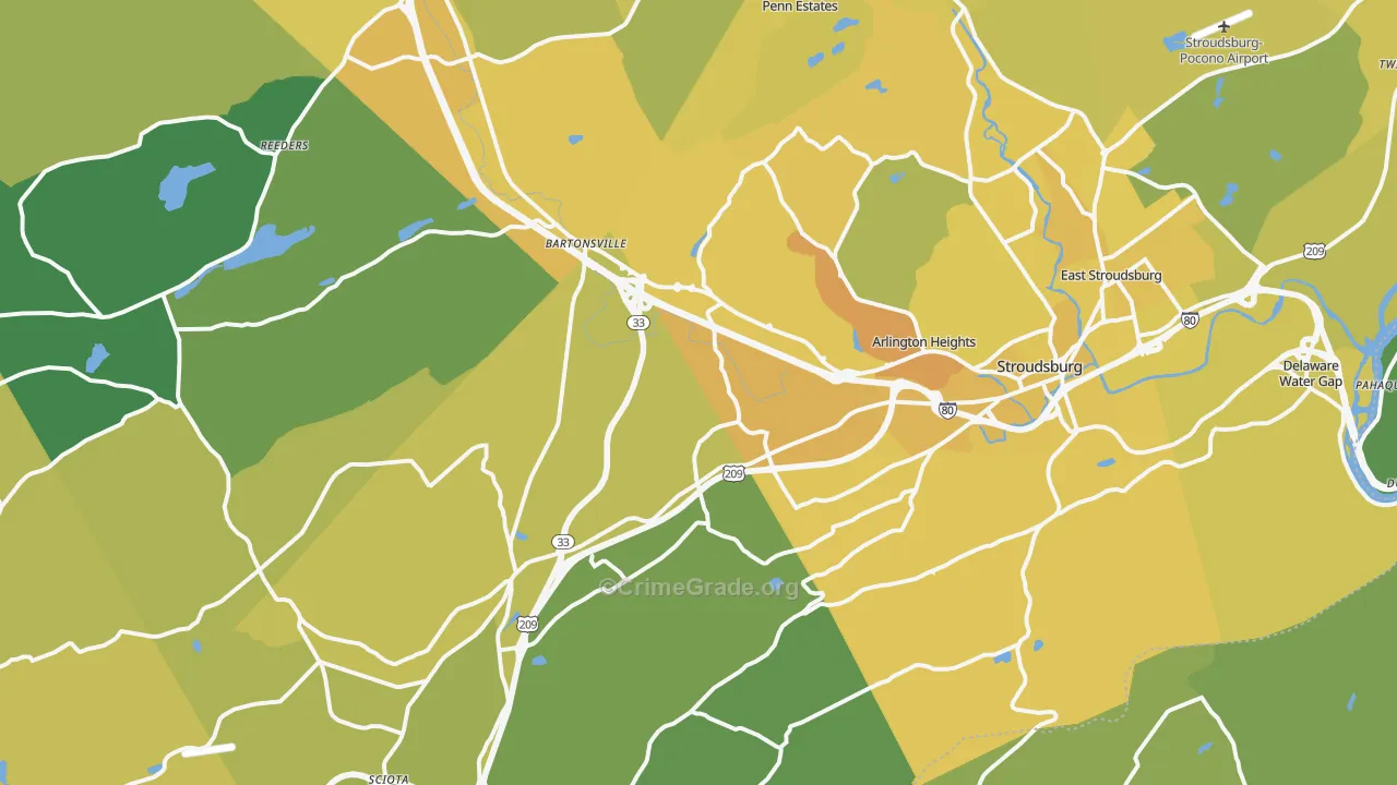 18360, PA Map of Vehicle Theft Rates