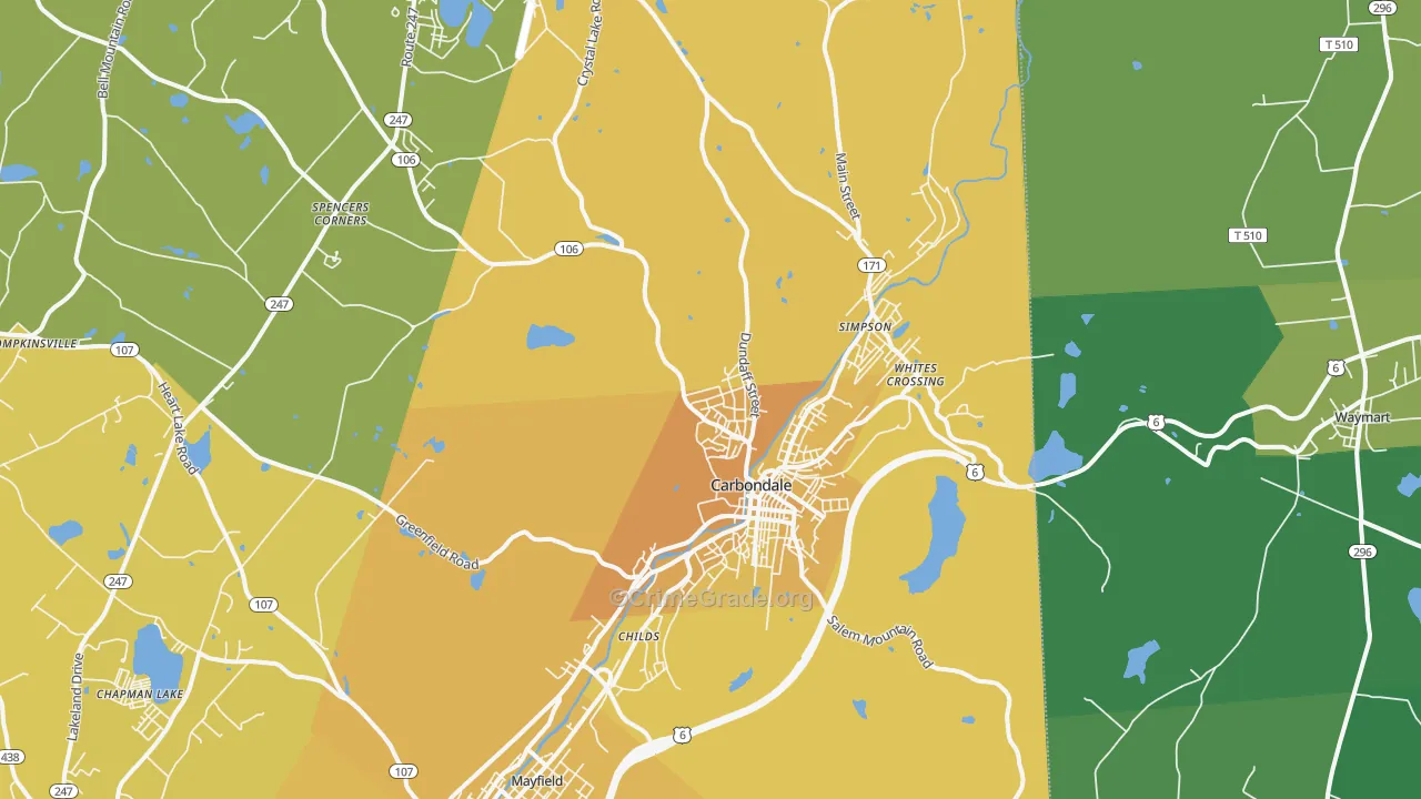 18407, PA Map of Vehicle Theft Rates