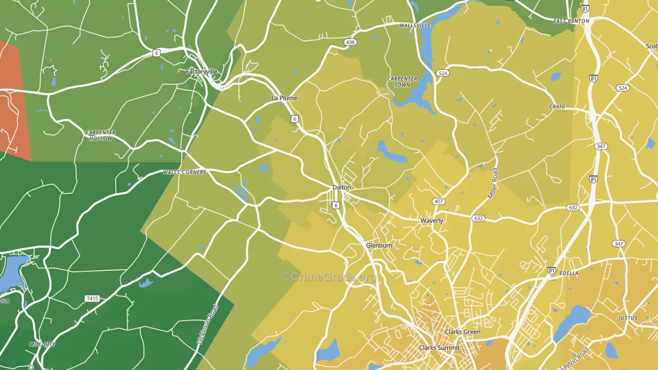 18414, PA Map of Vehicle Theft Rates