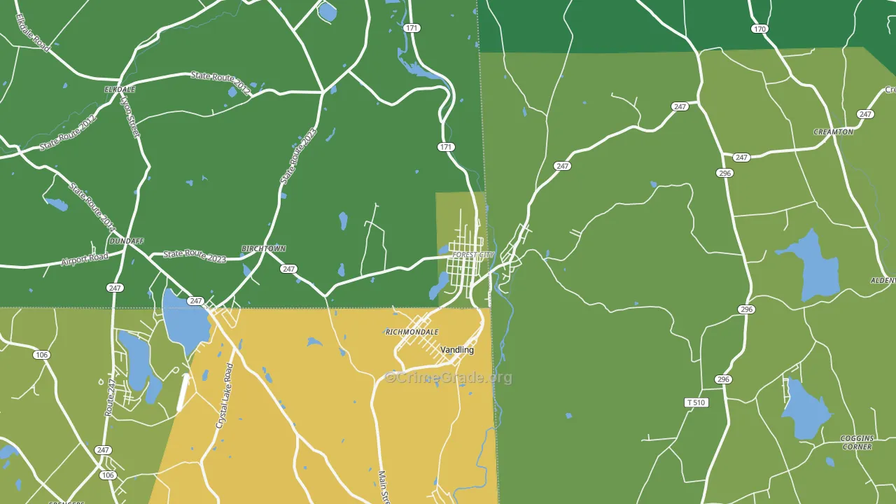 18421, PA Map of Vehicle Theft Rates