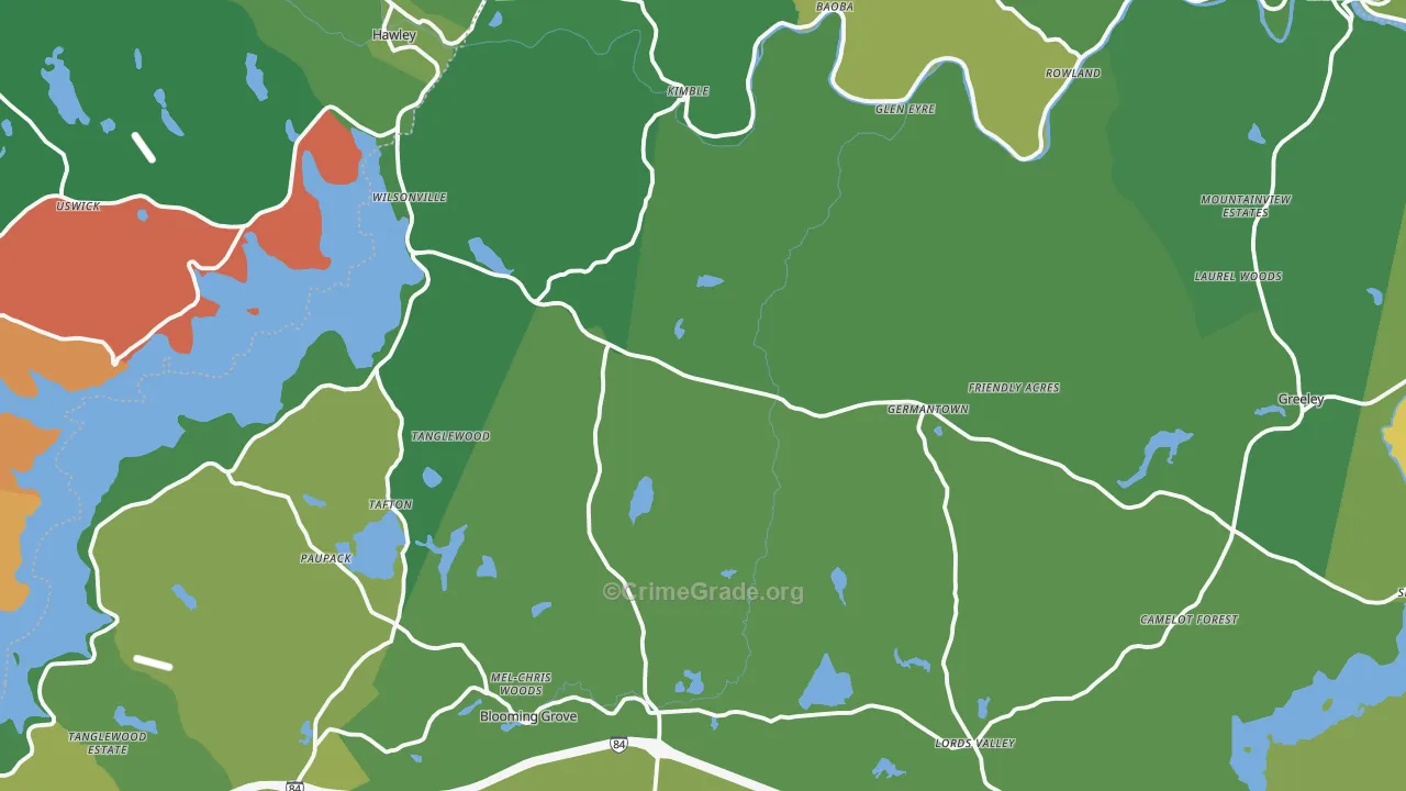 18428, PA Map of Vehicle Theft Rates