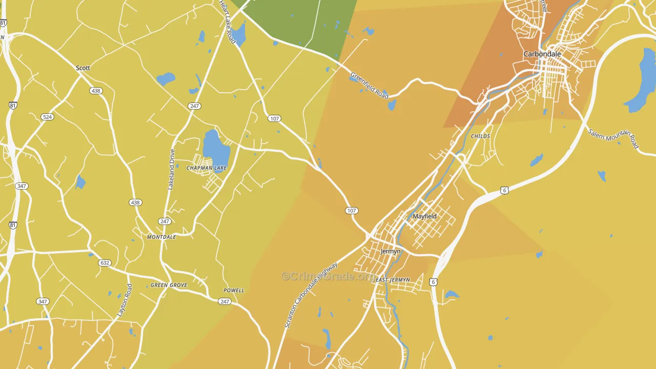 18433, PA Map of Vehicle Theft Rates