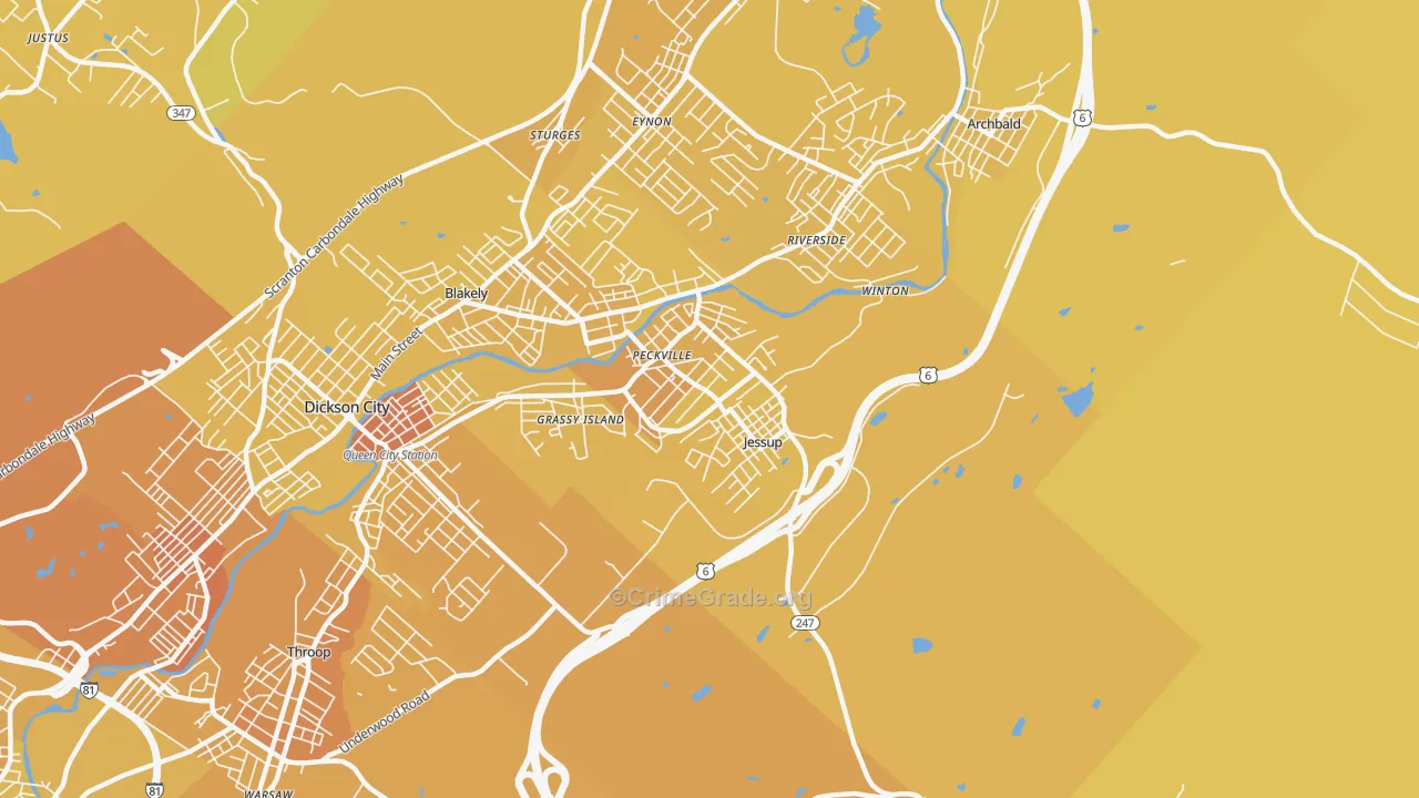 18434, PA Map of Vehicle Theft Rates