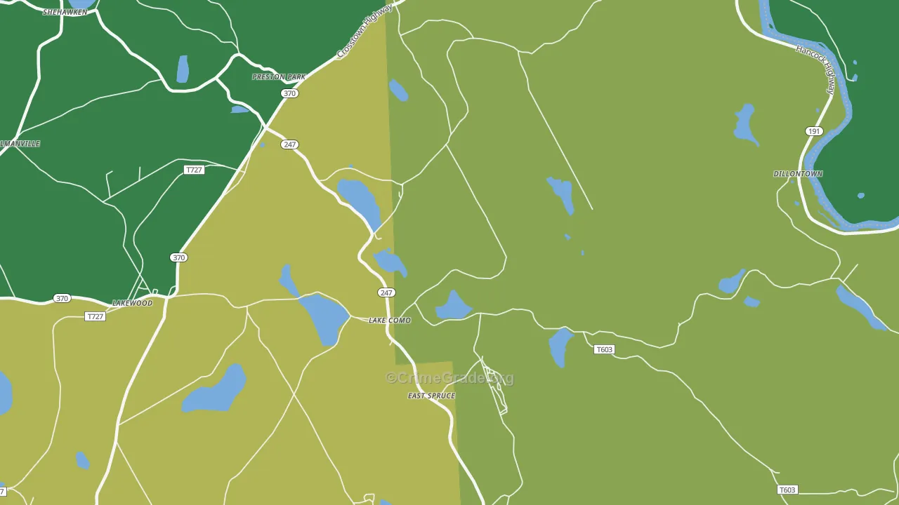 18437, PA Map of Vehicle Theft Rates