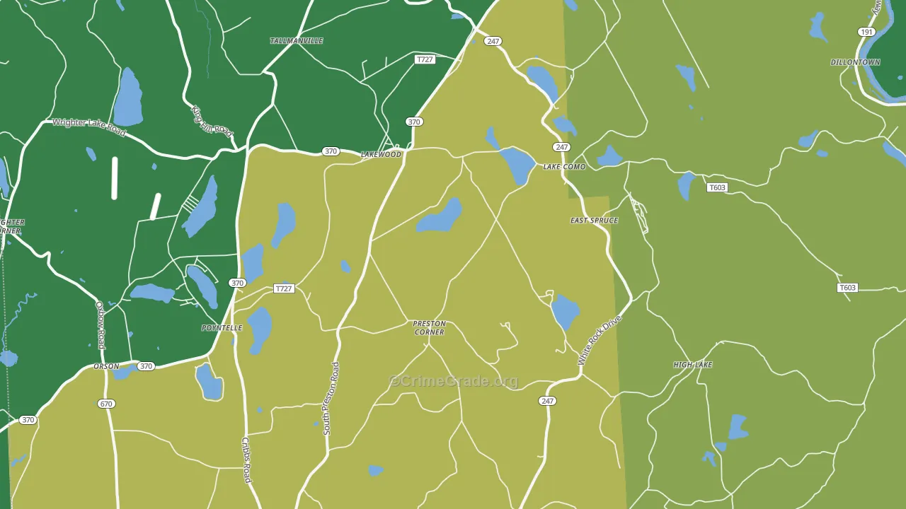 18439, PA Map of Vehicle Theft Rates