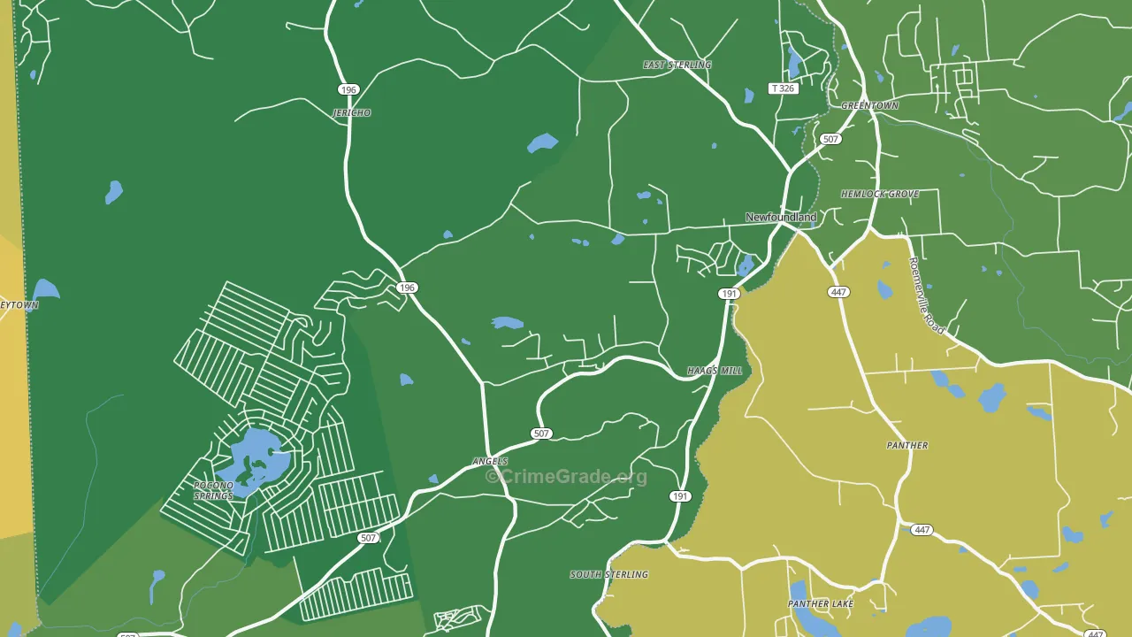 18445, PA Map of Vehicle Theft Rates