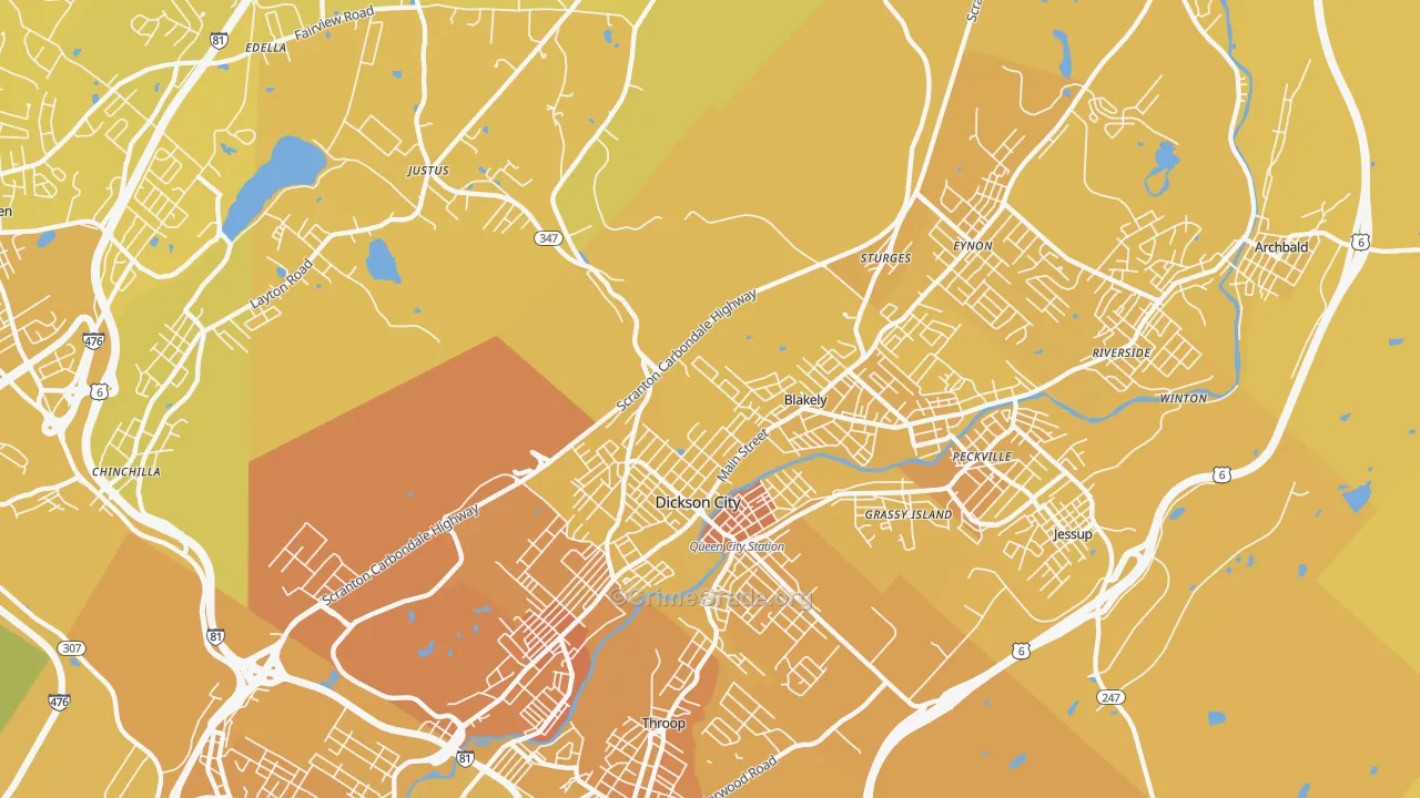 18447, PA Map of Vehicle Theft Rates