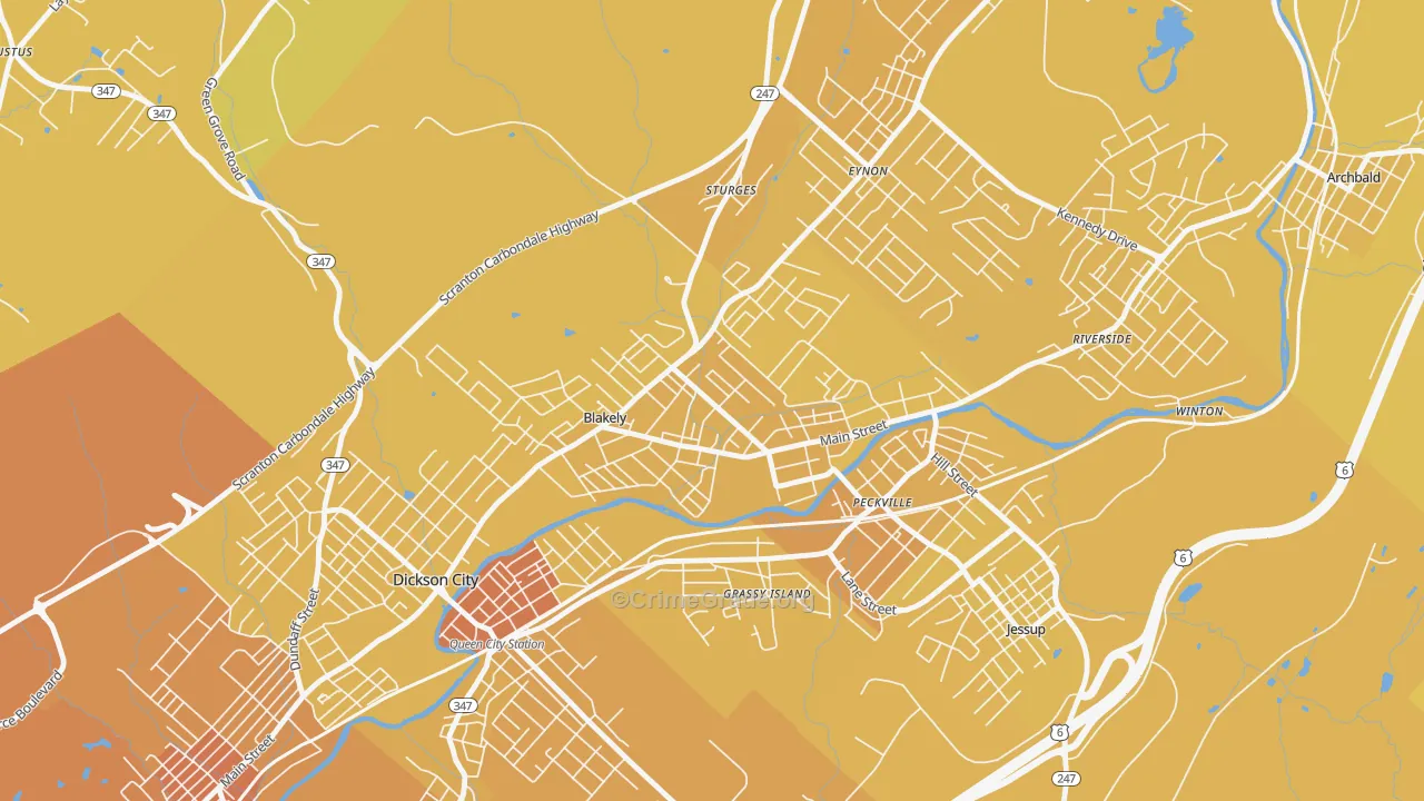 18452, PA Map of Vehicle Theft Rates