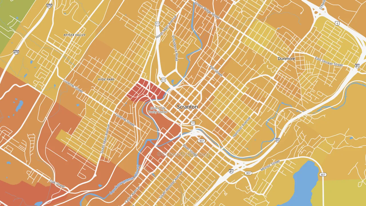 18503, PA Map of Vehicle Theft Rates