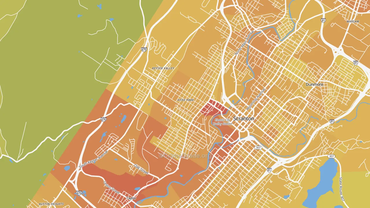 18504, PA Map of Vehicle Theft Rates