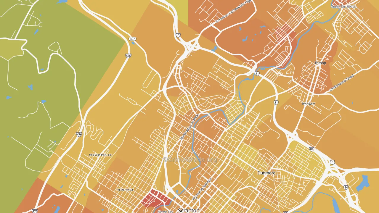 18508, PA Map of Vehicle Theft Rates