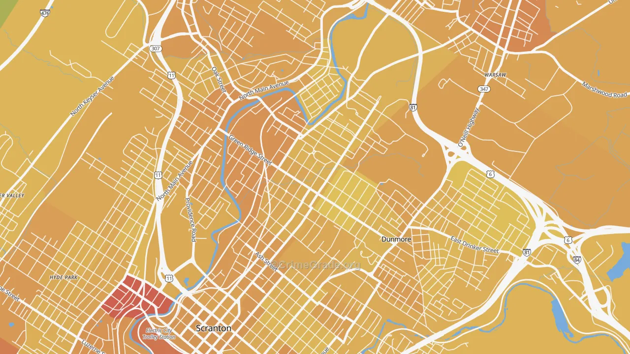 18509, PA Map of Vehicle Theft Rates