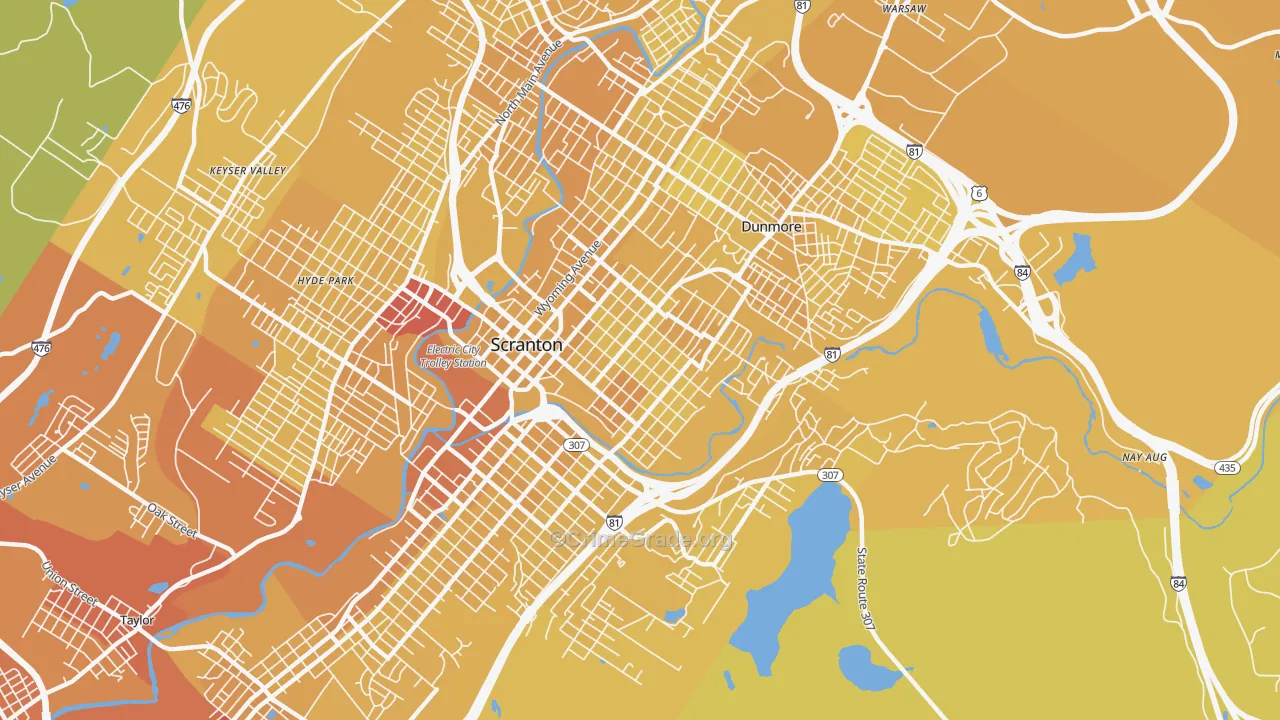 18510, PA Map of Vehicle Theft Rates