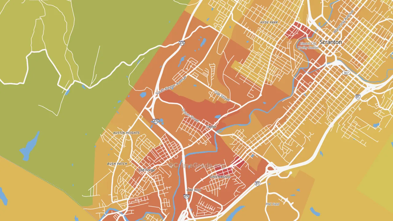 18517, PA Map of Vehicle Theft Rates