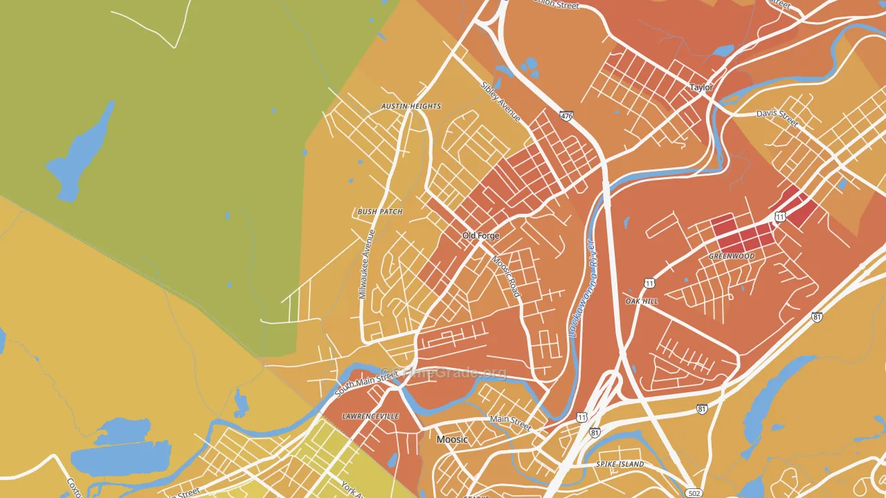 18518, PA Map of Vehicle Theft Rates