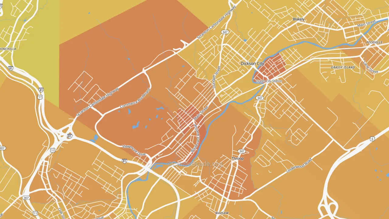 18519, PA Map of Vehicle Theft Rates