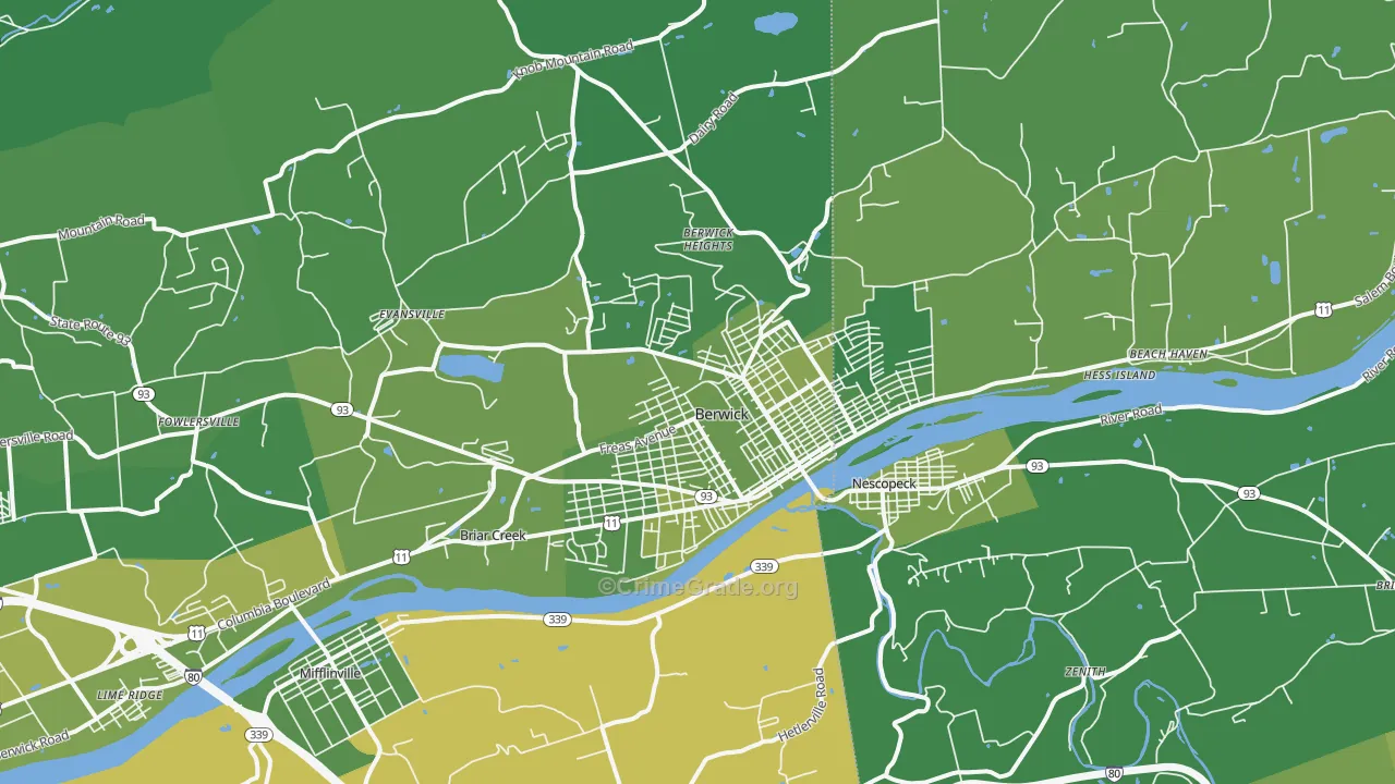 18603, PA Map of Vehicle Theft Rates