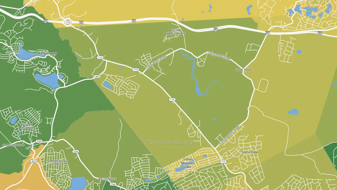 18610, PA Map of Vehicle Theft Rates
