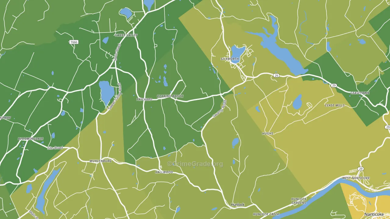 18621, PA Map of Vehicle Theft Rates