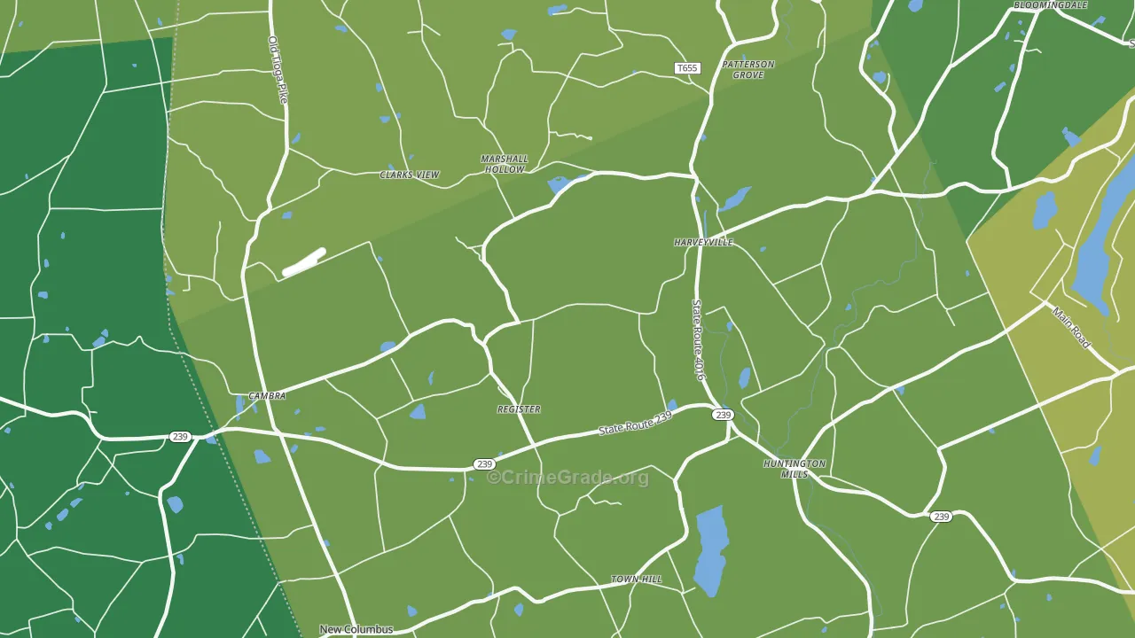 18622, PA Map of Vehicle Theft Rates