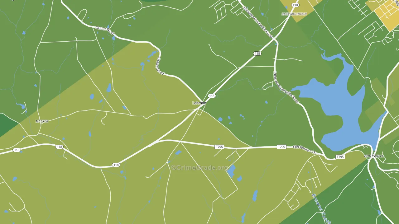 18627, PA Map of Vehicle Theft Rates