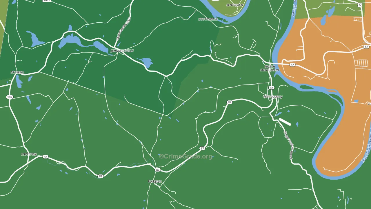 18629, PA Map of Vehicle Theft Rates