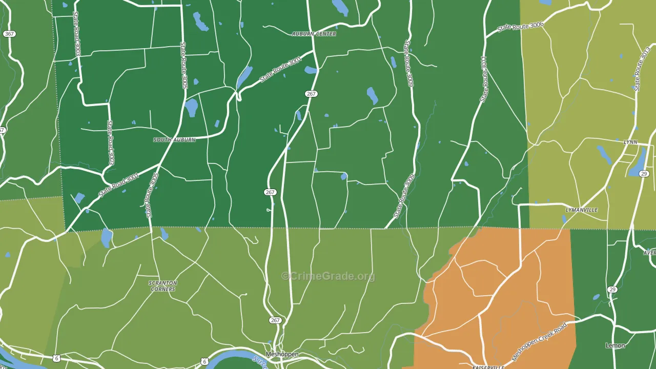 18630, PA Map of Vehicle Theft Rates