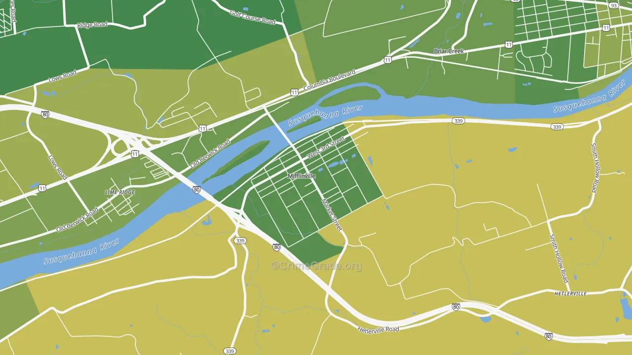 18631, PA Map of Vehicle Theft Rates
