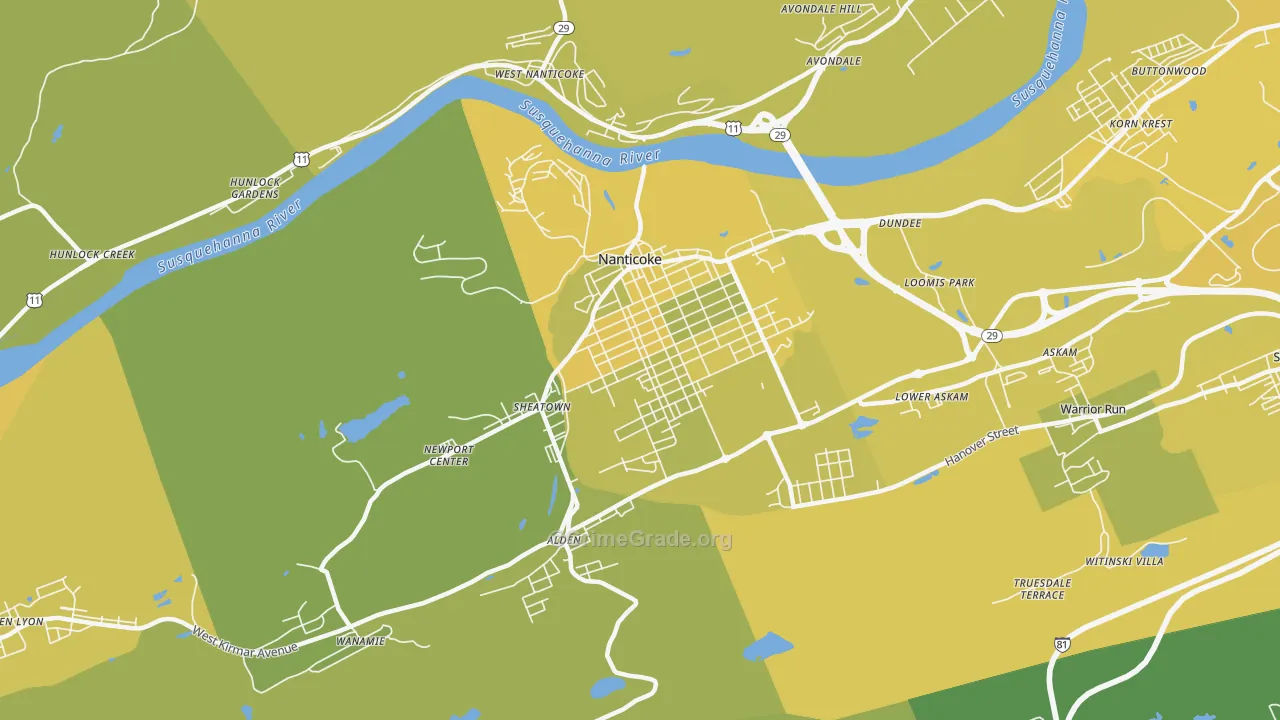 18634, PA Map of Vehicle Theft Rates