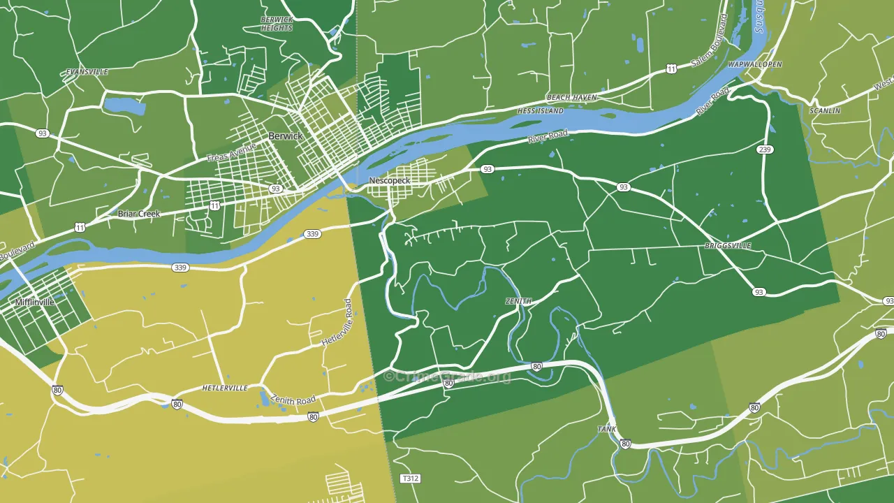 18635, PA Map of Vehicle Theft Rates