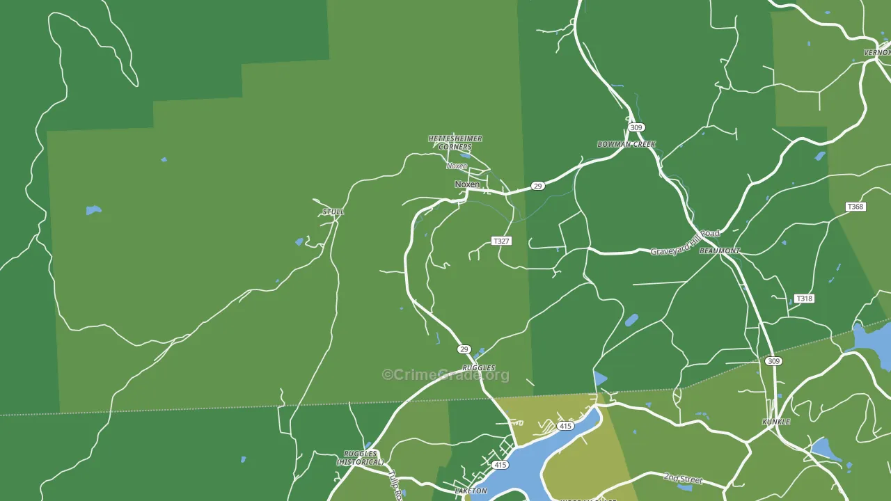 18636, PA Map of Vehicle Theft Rates