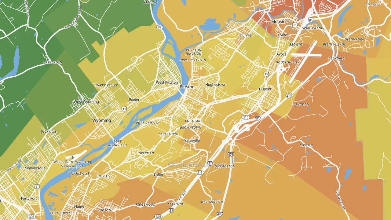 18640, PA Map of Vehicle Theft Rates