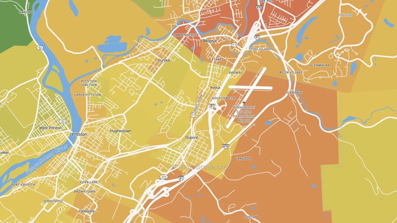 18641, PA Map of Vehicle Theft Rates