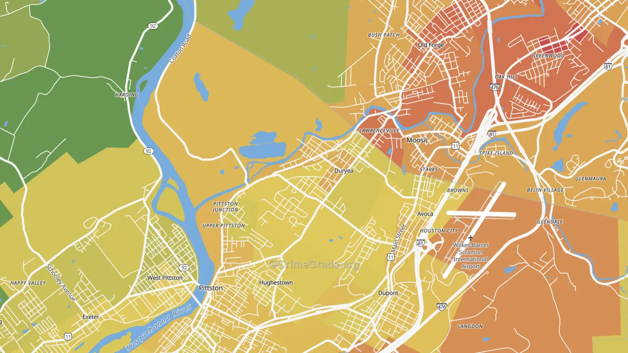 18642, PA Map of Vehicle Theft Rates