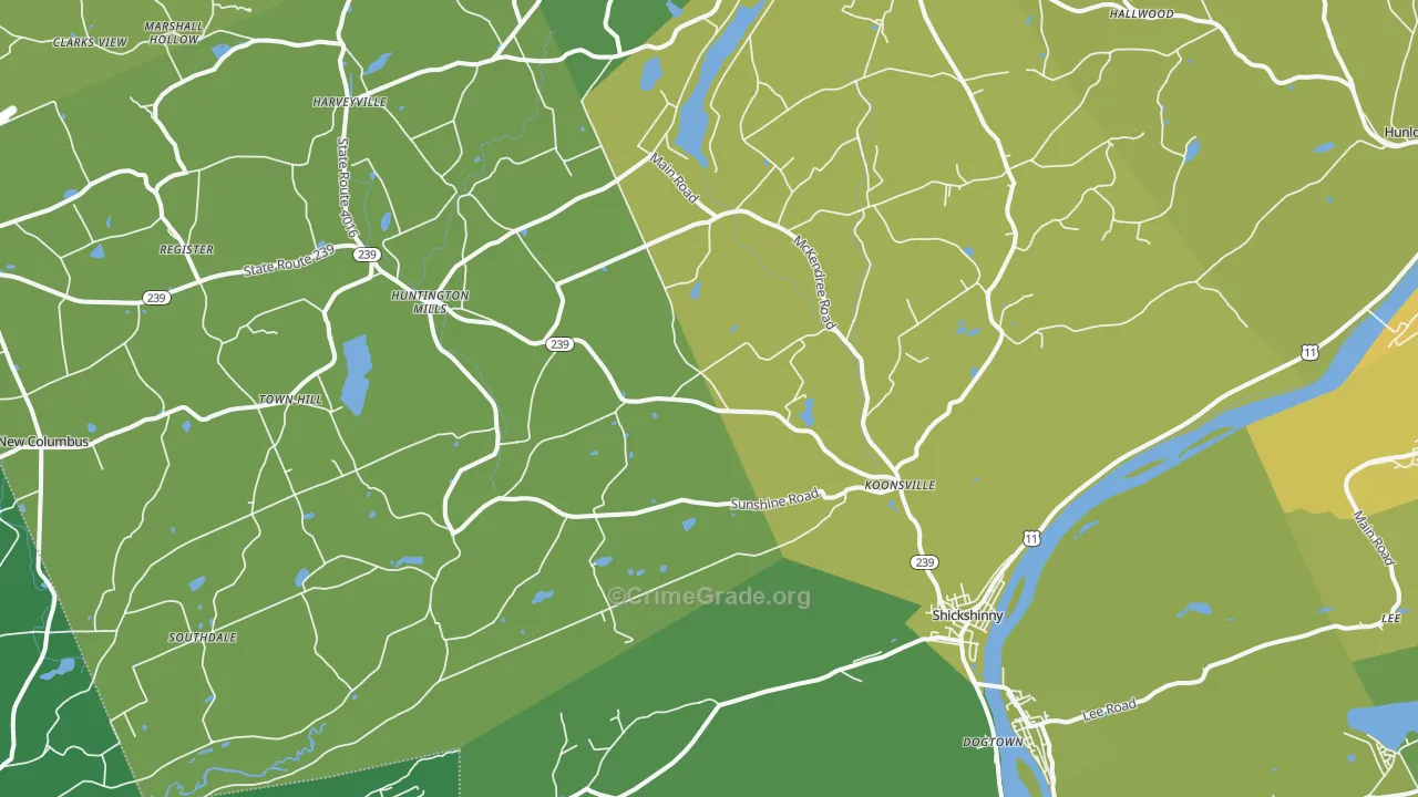 18655, PA Map of Vehicle Theft Rates