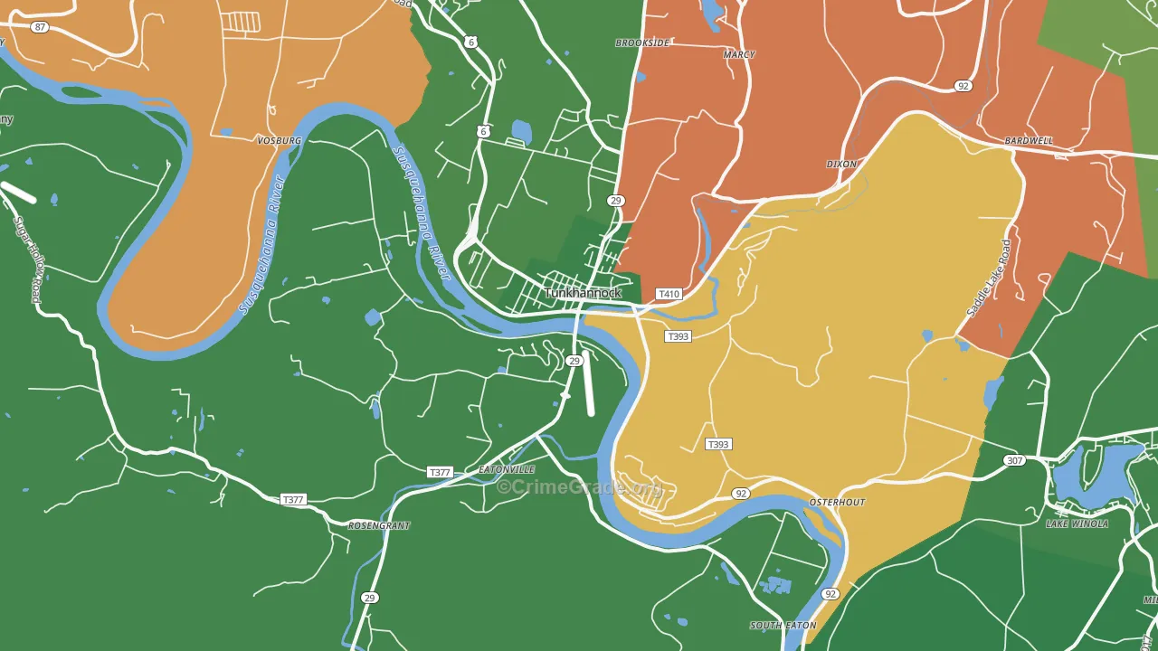 18657, PA Map of Vehicle Theft Rates
