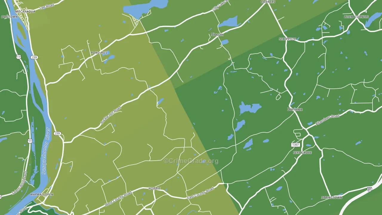 18660, PA Map of Vehicle Theft Rates