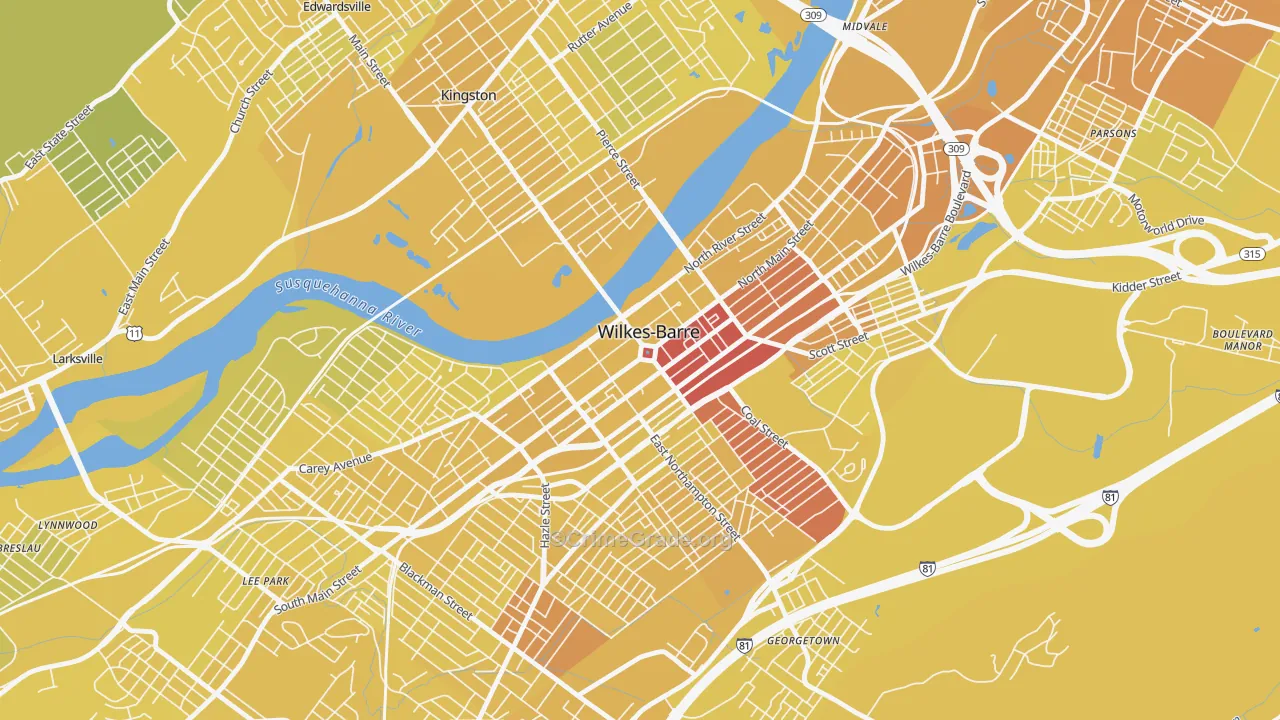 18701, PA Map of Vehicle Theft Rates