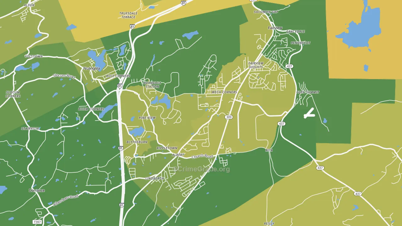 18707, PA Map of Vehicle Theft Rates