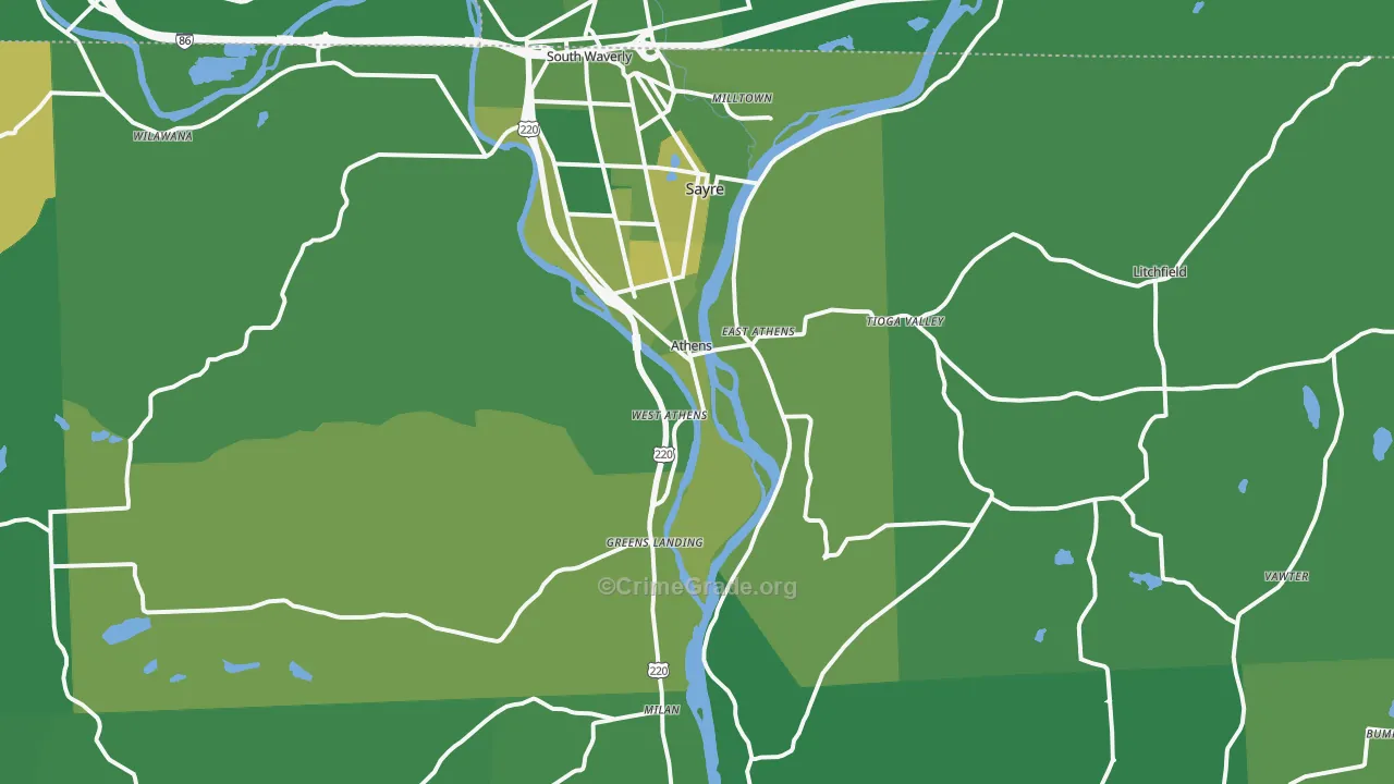 18810, PA Map of Vehicle Theft Rates