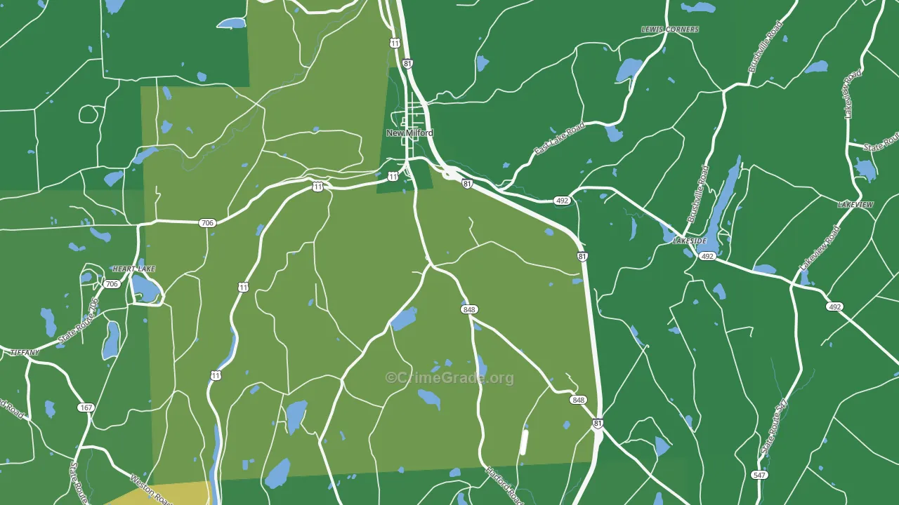 18834, PA Map of Vehicle Theft Rates