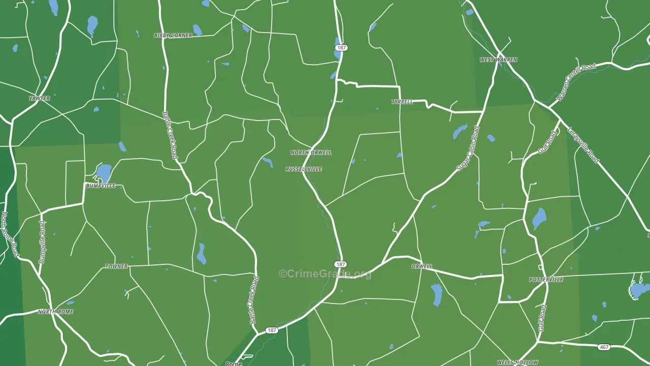 18837, PA Map of Vehicle Theft Rates