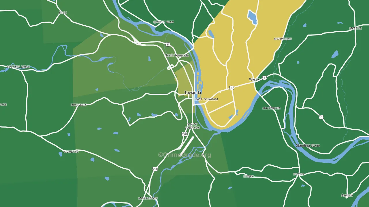 18848, PA Map of Vehicle Theft Rates