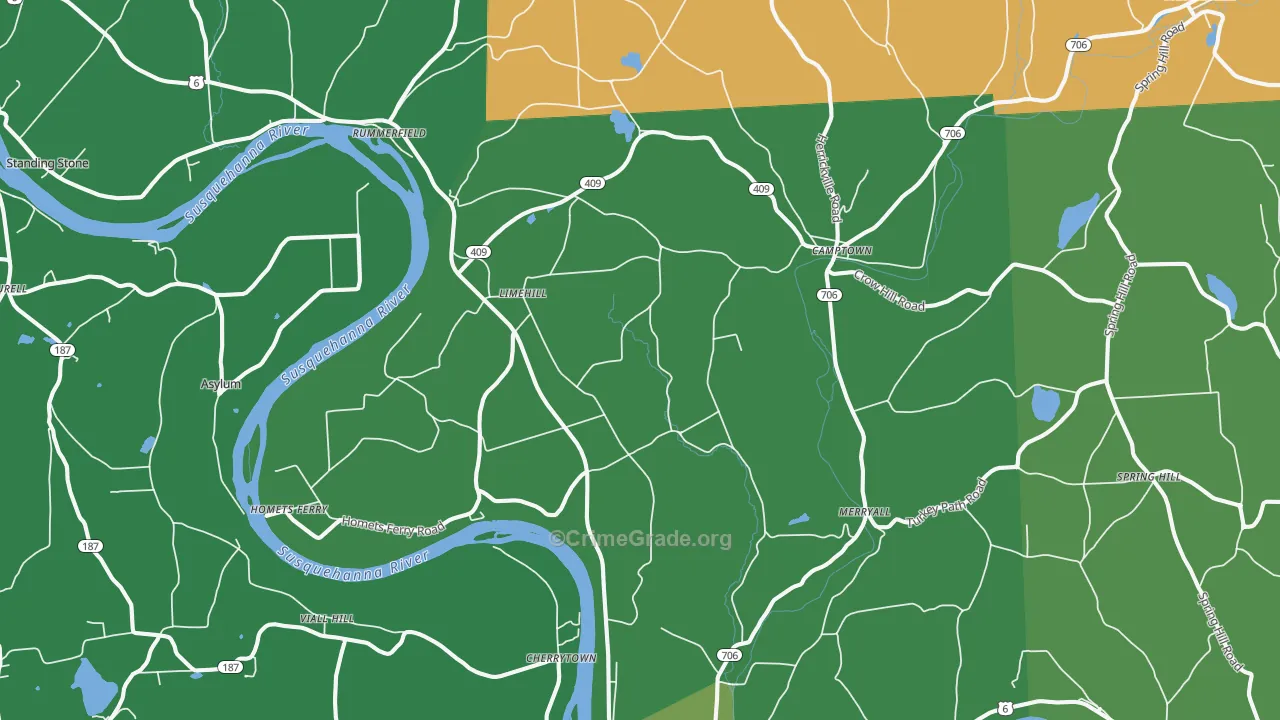 18853, PA Map of Vehicle Theft Rates