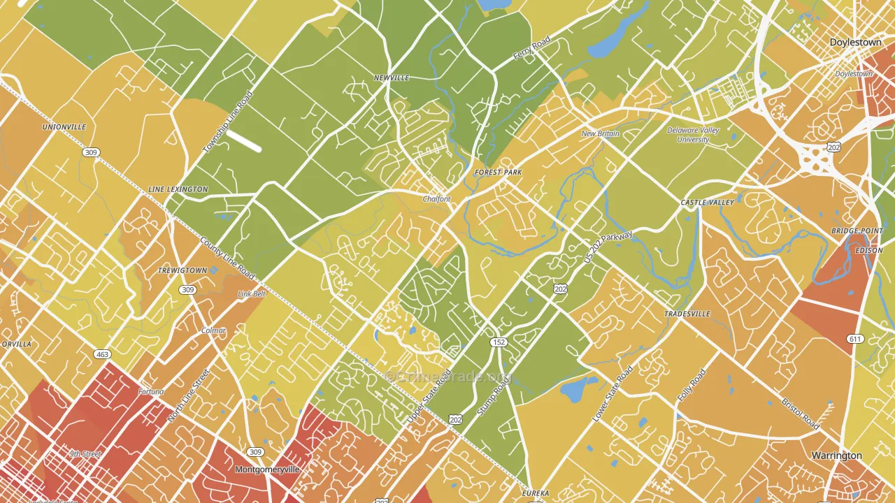 18914, PA Map of Vehicle Theft Rates