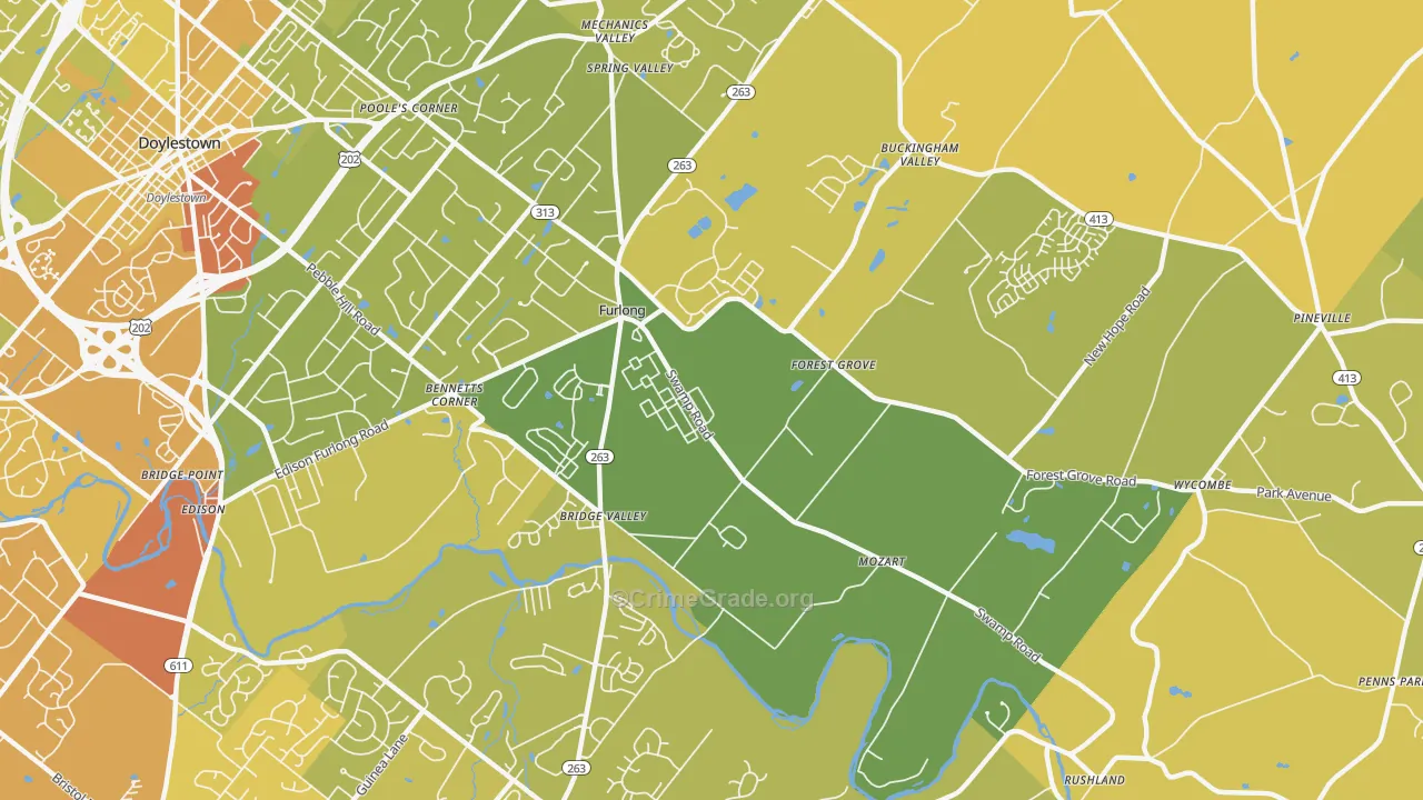 18925, PA Map of Vehicle Theft Rates