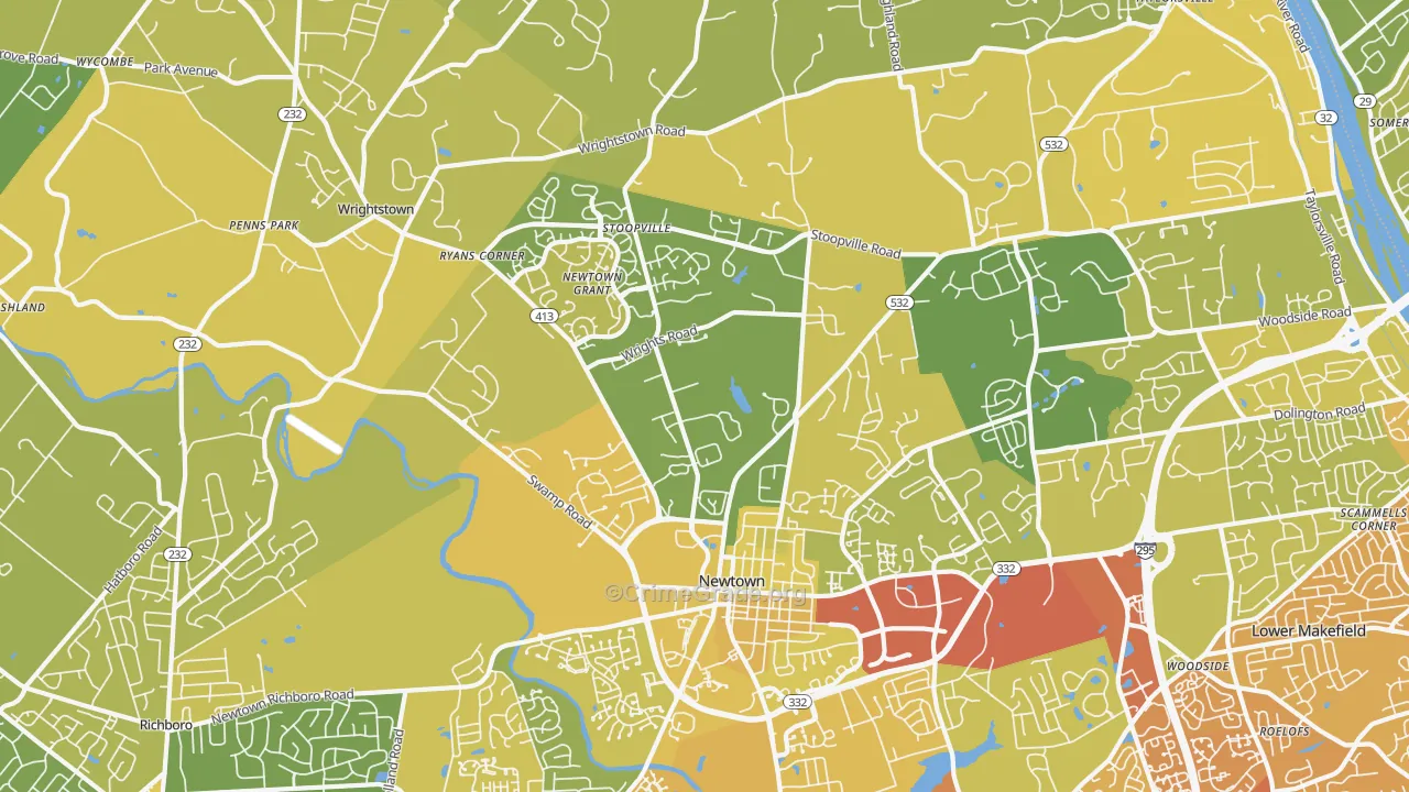 18940, PA Map of Vehicle Theft Rates