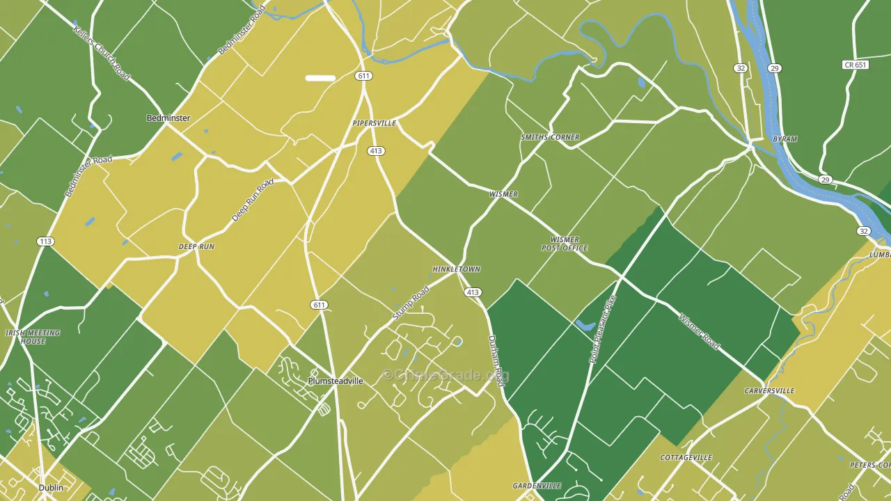 18947, PA Map of Vehicle Theft Rates