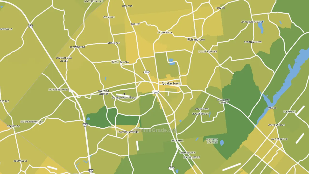 18951, PA Map of Vehicle Theft Rates